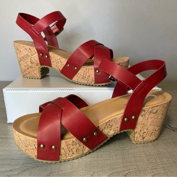 Journee Collection Shoes - Journee Collection Red Valentina Sandals Size 9